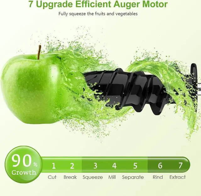Alt view image 4 of 7 - Portable Juicer,Juicer Machines with Reverse Function,Low Noise Electric Cold Press Juicer, High Juice Yield Easy to Clean for Vegetables and Fruits -Silver