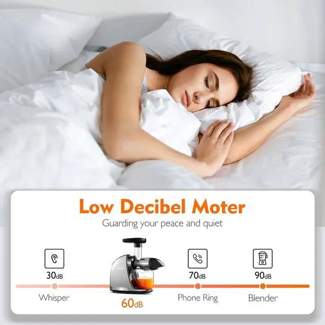 Alt view image 4 of 7 - Masticating Juicer Machines, AMZCHEF Slow Cold Press Juicer with Reverse Function, High Juice Yield, Easy Clean with Brush,Recipes for High Nutrient Fruits and Vegetables, Gray(Updated)