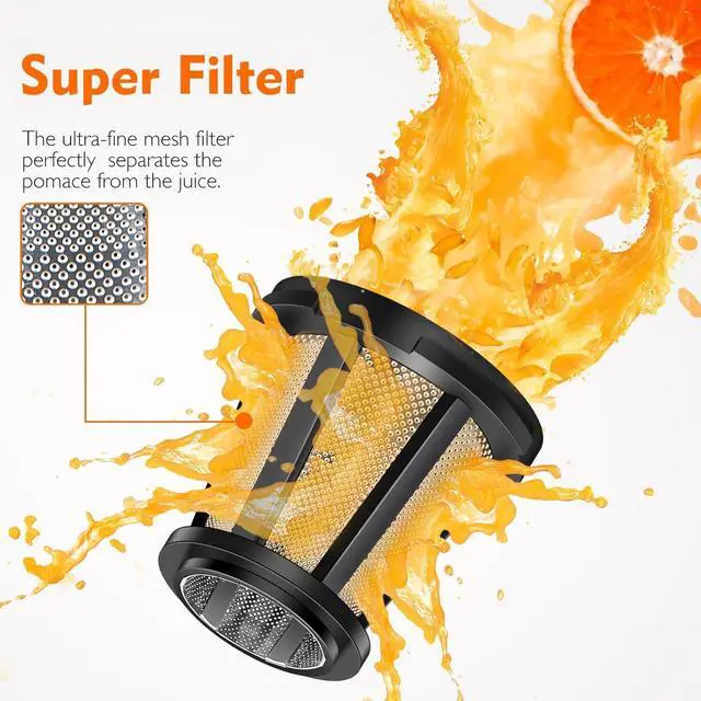 Alt view image 6 of 7 - Masticating Juicer Machines, AMZCHEF Slow Cold Press Juicer with Reverse Function, High Juice Yield, Easy Clean with Brush,Recipes for High Nutrient Fruits and Vegetables, Gray(Updated)