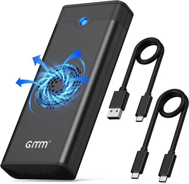 Main image of M.2 NVME SSD Enclosure with Cooling Fan, 10 Gbps USB C 3.2 Gen 2 PCIE NVME Adapter, 6Gbps SATA, M.2 Reader with Aluminum Case Support UASP Trim for PCIe M-Key(B+M Key) SSD 2242/2260/2280
