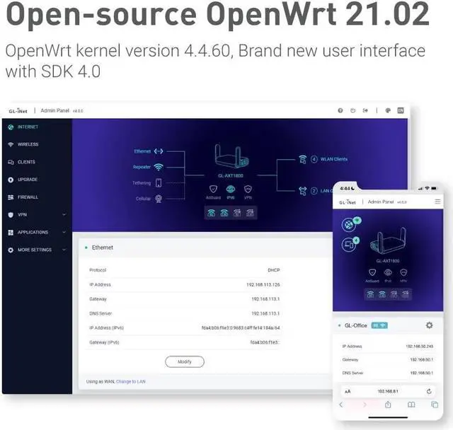 Alt view image 4 of 7 - GL.iNet GL-AXT1800 (Slate AX) Pocket-Sized Wi-Fi 6 Gigabit Travel Router, Extender/Repeater for Hotel&Public Network Storage, VPN Client&Server, OpenWrt, Adguard Home, USB 3.0, TF Card Slot
