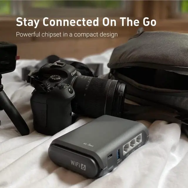 Alt view image 2 of 7 - GL.iNet GL-AXT1800 (Slate AX) Pocket-Sized Wi-Fi 6 Gigabit Travel Router, Extender/Repeater for Hotel&Public Network Storage, VPN Client&Server, OpenWrt, Adguard Home, USB 3.0, TF Card Slot