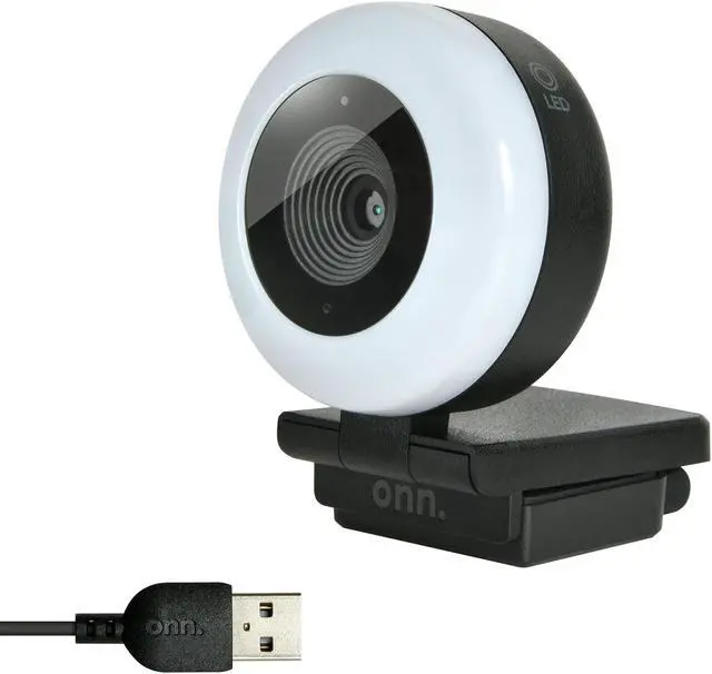 Alt view image 4 of 6 - onn. Webcam with Ring Light w/3 LED Levels, Autofocus, Built-in Microphone, White & Black