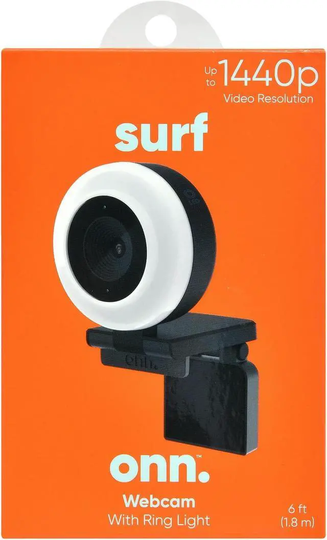 Alt view image 2 of 6 - onn. Webcam with Ring Light w/3 LED Levels, Autofocus, Built-in Microphone, White & Black