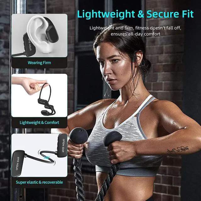 Alt view image 3 of 7 - Bone Conduction Headphones,Open Ear Headphones Wireless Bluetooth,Waterproof & Sweatproof Sport Headphones,Bone Conduction Earbuds with Mic,Headphones for Running Cycling Climbing Driving