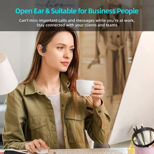 Alt view image 7 of 7 - Bone Conduction Headphones,Open Ear Headphones Wireless Bluetooth,Waterproof & Sweatproof Sport Headphones,Bone Conduction Earbuds with Mic,Headphones for Running Cycling Climbing Driving