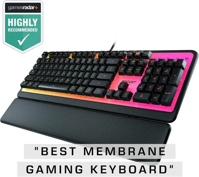 Alt view image 7 of 7 - ROCCAT Magma Silent Membrane Switch PC Gaming Keyboard with 5 Zone/10 LED AIMO RGB Top Plate and Detachable Palm Rest - Black