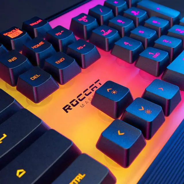 Alt view image 2 of 7 - ROCCAT Magma Silent Membrane Switch PC Gaming Keyboard with 5 Zone/10 LED AIMO RGB Top Plate and Detachable Palm Rest - Black