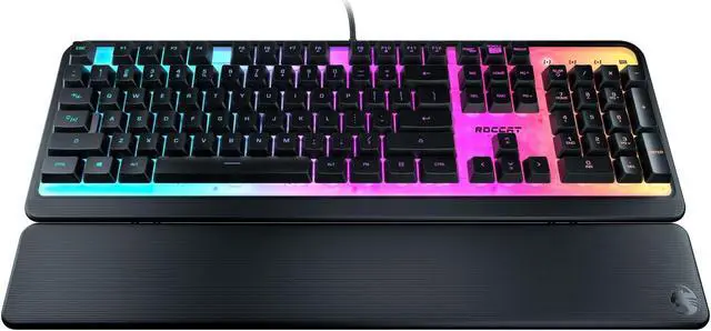 Main image of ROCCAT Magma Silent Membrane Switch PC Gaming Keyboard with 5 Zone/10 LED AIMO RGB Top Plate and Detachable Palm Rest - Black