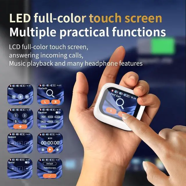 Alt view image 3 of 7 - Noise Cancelling Earbuds, Wireless Earbuds Smart Touch Screen with ANC, Wireless Earphone for iPhone Android TWS Earbuds, Sports Workout Gym Running In Ear Headphones, white