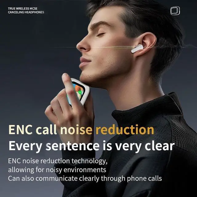 Alt view image 6 of 7 - Noise Cancelling Earbuds, Wireless Earbuds Smart Touch Screen with ANC, Wireless Earphone for iPhone Android TWS Earbuds, Sports Workout Gym Running In Ear Headphones, white