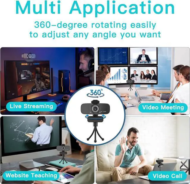 Alt view image 5 of 7 - 1080P HD Webcam with Microphone for Desktop, USB Computer Camera with Web Cam Cover&Web Camera Stand, 110-degree Wide Angle Streaming Webcam for PC Zoom/Video Calling/Gaming/Laptop/Conferencing