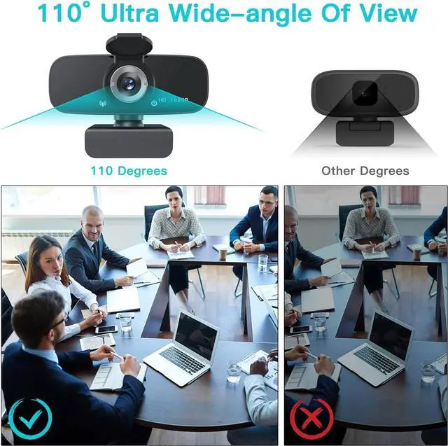 Alt view image 4 of 7 - 1080P HD Webcam with Microphone for Desktop, USB Computer Camera with Web Cam Cover&Web Camera Stand, 110-degree Wide Angle Streaming Webcam for PC Zoom/Video Calling/Gaming/Laptop/Conferencing