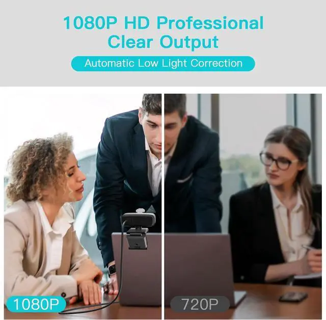 Alt view image 6 of 7 - 1080P HD Webcam with Microphone for Desktop, USB Computer Camera with Web Cam Cover&Web Camera Stand, 110-degree Wide Angle Streaming Webcam for PC Zoom/Video Calling/Gaming/Laptop/Conferencing