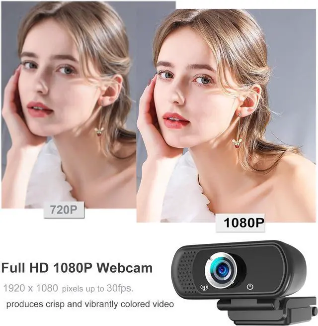 Alt view image 2 of 7 - Webcam 1080p, Webcam with Microphone, USB Web Camera 110°Wide View, Plug and Play Computer Camera, Laptop Desktop Webcam for Conferencing Recording,Webcam Tripod and Privacy Cover Include
