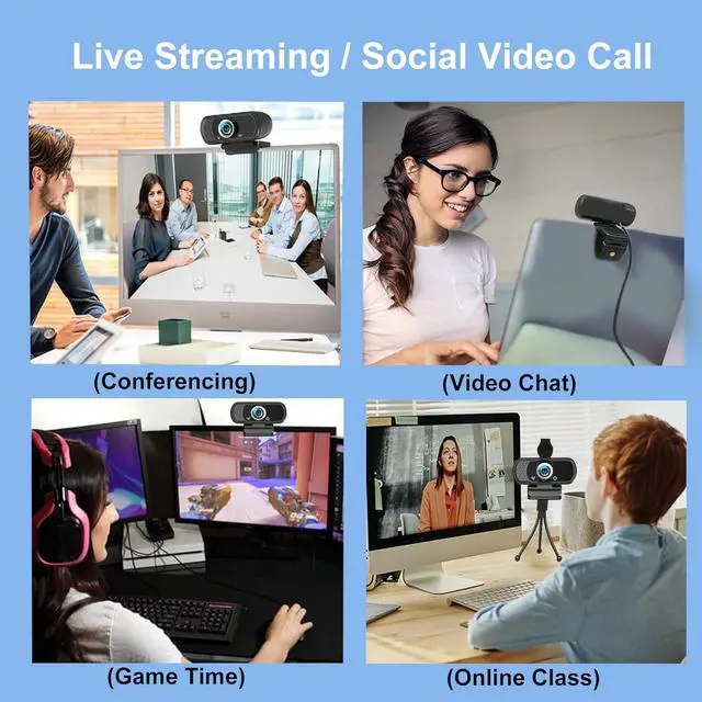 Alt view image 7 of 7 - Webcam 1080p, Webcam with Microphone, USB Web Camera 110°Wide View, Plug and Play Computer Camera, Laptop Desktop Webcam for Conferencing Recording,Webcam Tripod and Privacy Cover Include