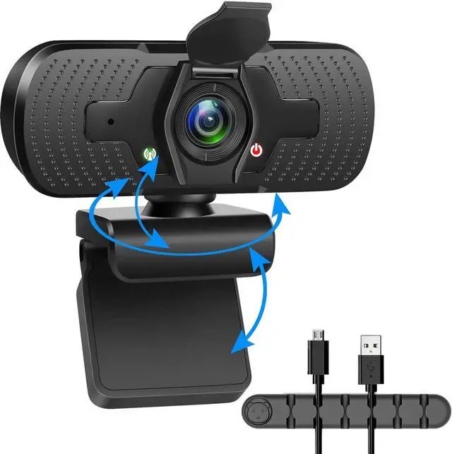 Main image of 1080P HD USB Webcam with Microphone/Privacy Cover/Cable Holder, Wide Angle Streaming Web Camera for Monitor Computer Desktop MacBook Pro PC Laptop