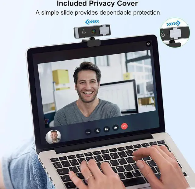 Alt view image 6 of 6 - 1080P Webcam - Privacy Cover and Tripod, Dual Noise-Cancelling Microphones, Autofocus - 90° View USB Webcam for Calls, Conferences, Zoom, Skype - Plug & Play for Laptop and Desktop (C920)