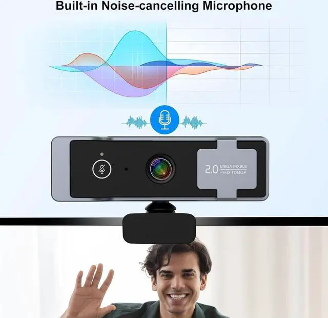 Alt view image 4 of 6 - 1080P Webcam - Privacy Cover and Tripod, Dual Noise-Cancelling Microphones, Autofocus - 90° View USB Webcam for Calls, Conferences, Zoom, Skype - Plug & Play for Laptop and Desktop (C920)