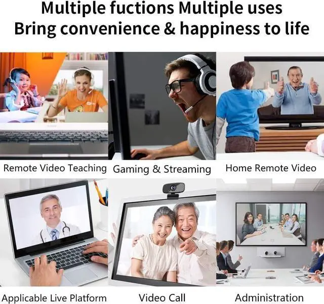Alt view image 4 of 7 - Dericam USB Web Camera, 1080P HD Webcam with Microphone and Privacy Cover [Plug and Play], 1080p/30fps Laptop Face Cam for Zoom/Skype/Teams, PC Video Conference