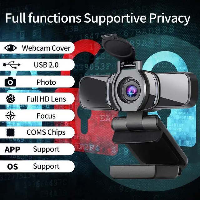 Alt view image 6 of 7 - Dericam USB Web Camera, 1080P HD Webcam with Microphone and Privacy Cover [Plug and Play], 1080p/30fps Laptop Face Cam for Zoom/Skype/Teams, PC Video Conference