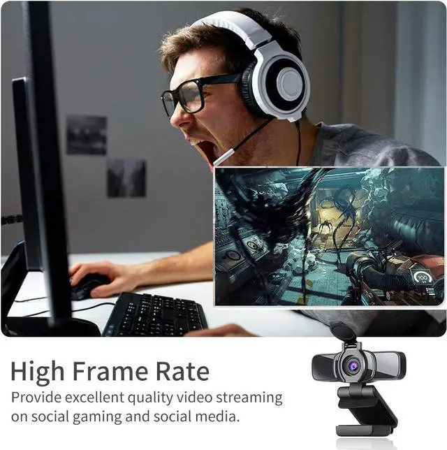 Alt view image 5 of 7 - Dericam USB Web Camera, 1080P HD Webcam with Microphone and Privacy Cover [Plug and Play], 1080p/30fps Laptop Face Cam for Zoom/Skype/Teams, PC Video Conference