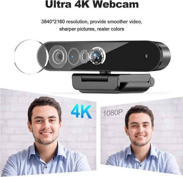 Alt view image 3 of 7 - 4K Webcam with Microphone, 4K Autofocus Web Camera with Privacy Cover and Tripod,Plug and Play,USB Webcam for Laptop PC,Pro Streaming/Video Recording/Calling Conferencing/Online Classes