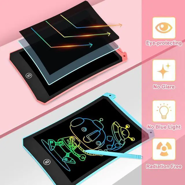 Alt view image 5 of 7 - LCD Writing Tablet, 2 Pack Toddler Kids Toys, 8.5 Inch Doodle Board Drawing Pad, Travel Essentials Kids Games, Back to School Supplies Toys Birthday Gifts for Girls Boys Age 3-8