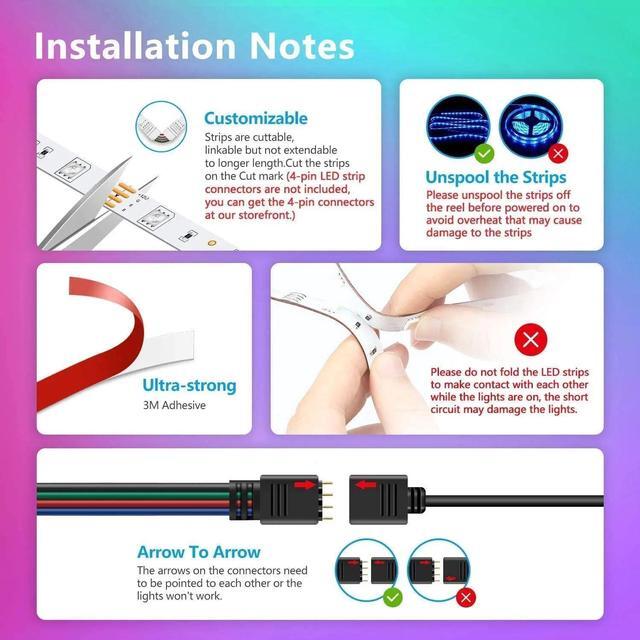 Alt view image 3 of 7 - 100 Ft LED Lights for Bedroom Music Sync Color Changing RGB LED Strip Rope Light General Remote, 5050 RGB LED Light Strips(App+Remote+Mic)