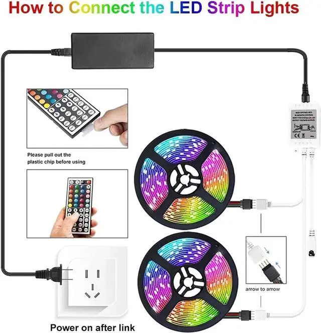 Alt view image 3 of 7 - 32FT Strip Light LED Flexible SMD Remote Fairy Lights Room Bar Xmas Decors Light 20 Color-Changing Led Light Strips, 32.8 Feet/10M LED Lights for Bedroom, LED Tape Lights with 44 Keys Remote Control f