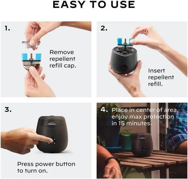 Alt view image 4 of 6 - Mosquito Repellent E-Series Rechargeable Repeller; Patio Shield 20 Mosquito Protection Zone; includes 12-Hr Repellent Refill; No Flame or Scent; Bug Spray and Bug Zapper Alternative