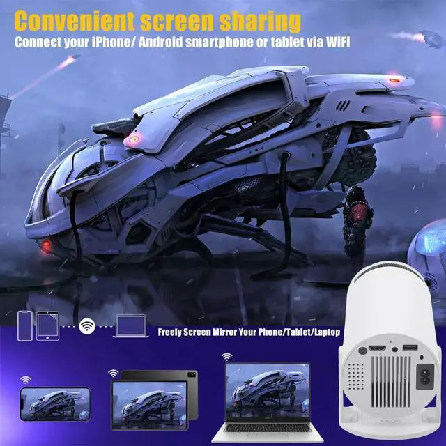 Alt view image 3 of 7 - 4K Mini Projector 10000 Lumen LED 1080P WiFi Bluetooth UHD Portable Home Theater