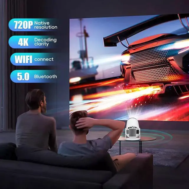 Alt view image 4 of 7 - 4K Mini Projector 10000 Lumen LED 1080P WiFi Bluetooth UHD Portable Home Theater