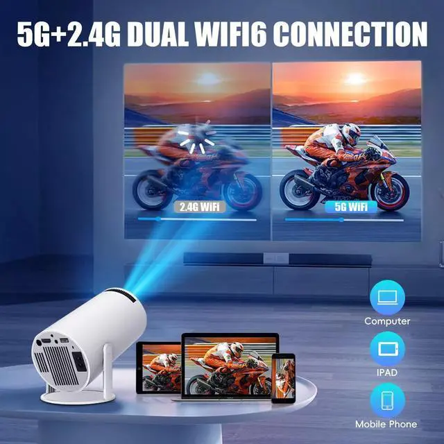 Alt view image 5 of 7 - 4K Mini Projector 10000 Lumen LED 1080P WiFi Bluetooth UHD Portable Home Theater