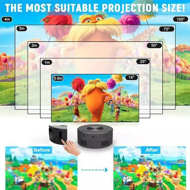 Alt view image 5 of 7 - Portable Mini Projector 1080P LED Home Office Theater Cinema For Android iPhone
