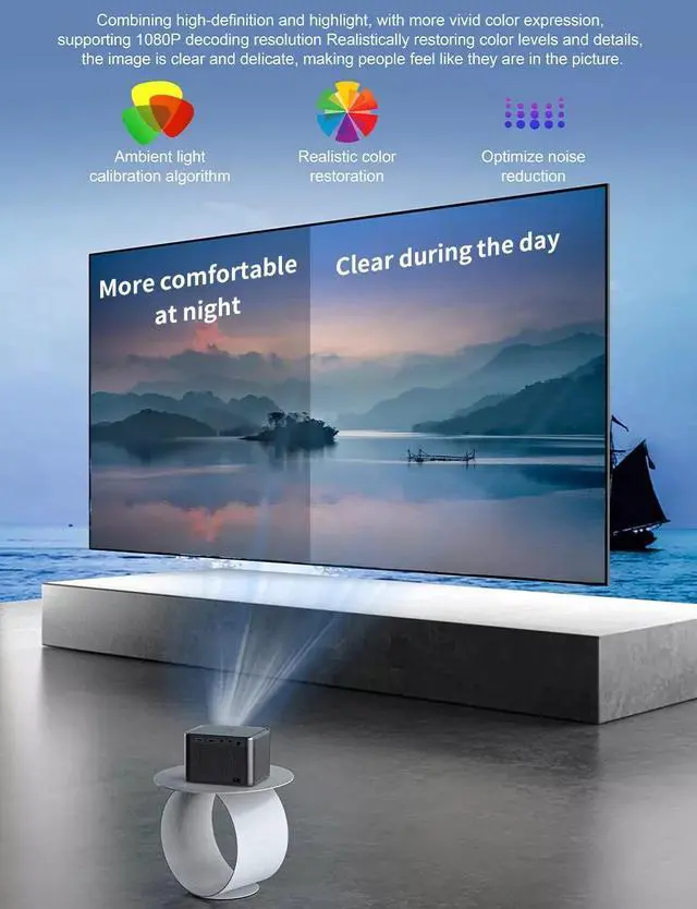 Alt view image 6 of 7 - Proyector 5G WiFi Bluetooth HD Projector 4K LED Android Home Theater Cinema HDMI