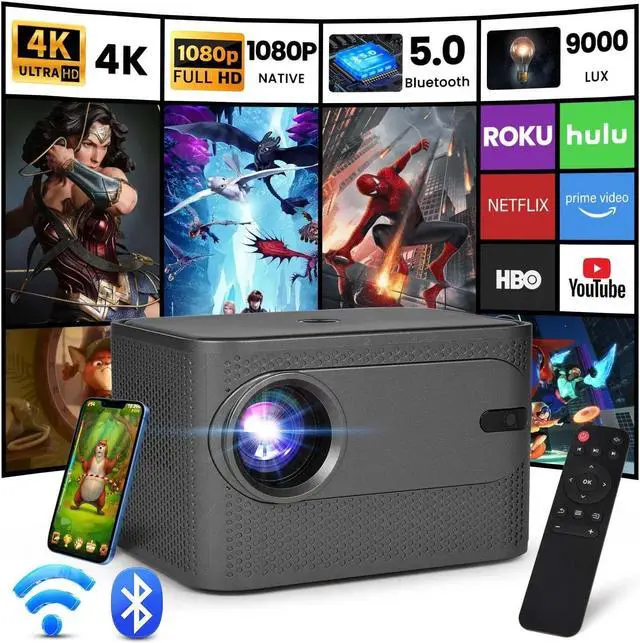 Alt view image 2 of 7 - Proyector 5G WiFi Bluetooth HD Projector 4K LED Android Home Theater Cinema HDMI