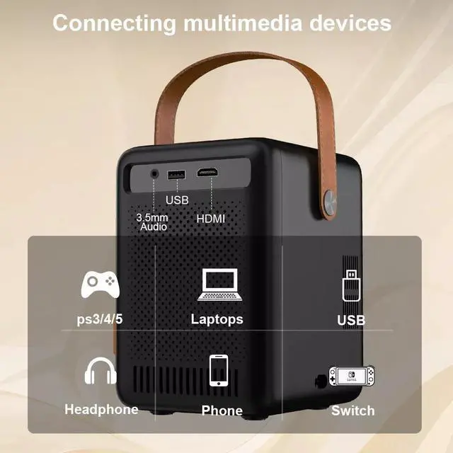 Alt view image 4 of 7 - 4K Projector 60000LMS 1080P 5G WiFi Bluetooth Video Home Theater Electric Focus