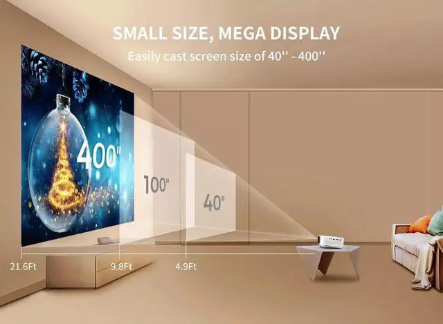 Alt view image 6 of 7 - 4K Projector 5G WiFi Bluetooth 32000LM 1080P HD Movie Home Theater+120" Screen
