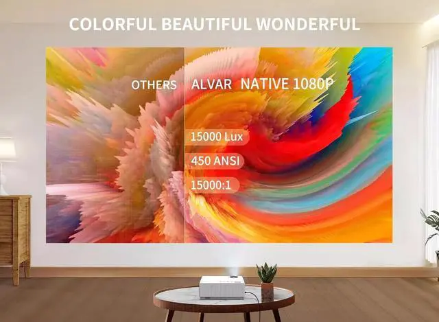Alt view image 3 of 7 - 4K Projector 5G WiFi Bluetooth 32000LM 1080P HD Movie Home Theater+120" Screen