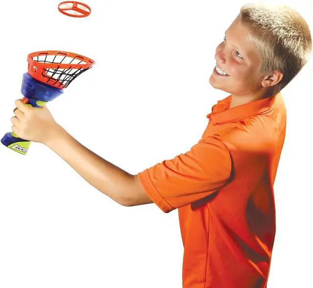 Alt view image 2 of 7 - Flying Disc Launcher w/Catch Net | Catch and Shoot Plastic Discs Up to 100 Feet in Air | Fun Outdoor Toy for Boys and Girls