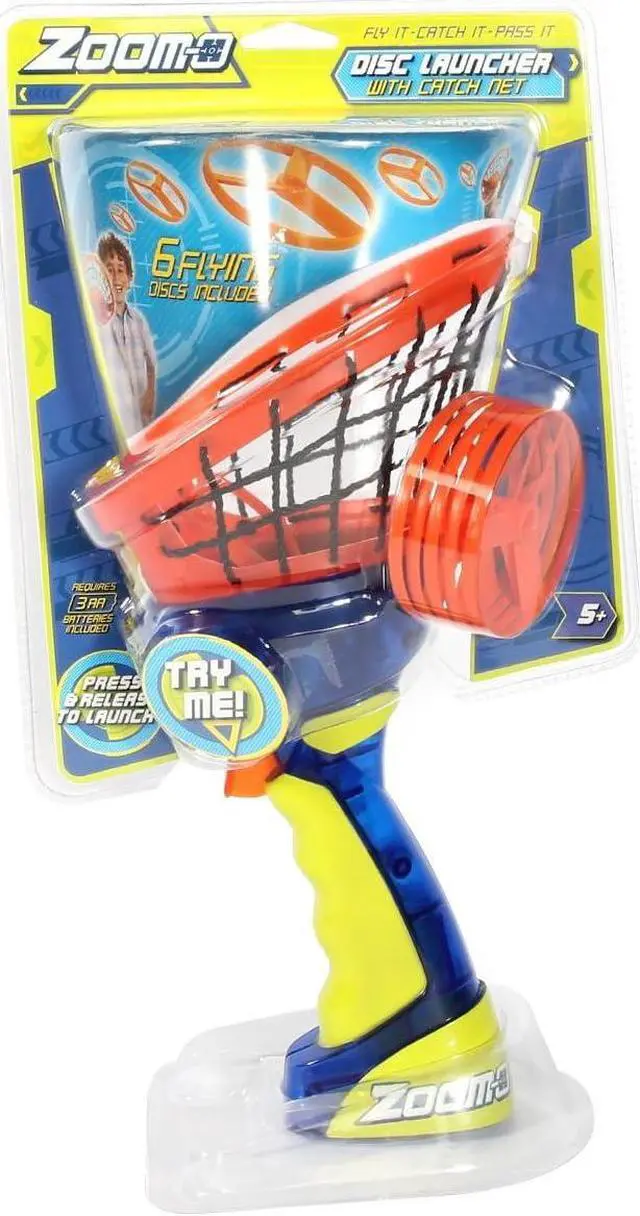 Alt view image 7 of 7 - Flying Disc Launcher w/Catch Net | Catch and Shoot Plastic Discs Up to 100 Feet in Air | Fun Outdoor Toy for Boys and Girls