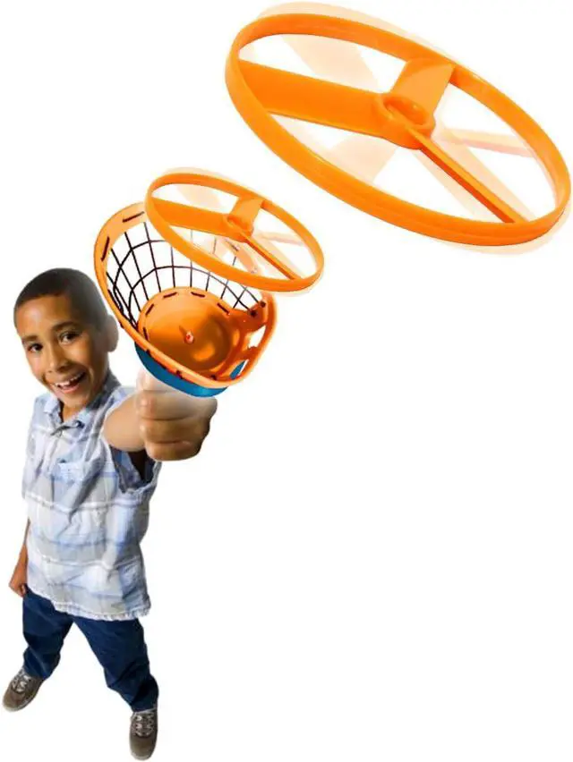 Alt view image 3 of 7 - Flying Disc Launcher w/Catch Net | Catch and Shoot Plastic Discs Up to 100 Feet in Air | Fun Outdoor Toy for Boys and Girls