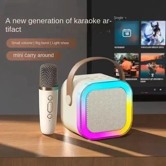 Alt view image 3 of 7 - K12 Bluetooth Karaoke Machine Portable 5.3 PA Speaker System with 1-2 Wireless Microphones Home Family Singing Children's Gifts