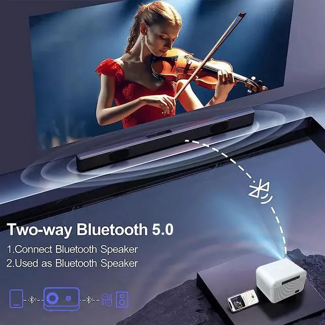 Alt view image 2 of 7 - Mini Projector 20000 Lumen LED 1080P WiFi Bluetooth Portable Home Theater Video