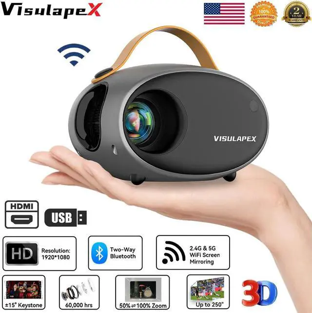 Main image of 1080P Projector 25000LMS 4K 3D 5G WiFi Bluetooth Video Home Theater 250" Display