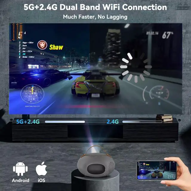 Alt view image 3 of 7 - 1080P Projector 25000LMS 4K 3D 5G WiFi Bluetooth Video Home Theater 250" Display