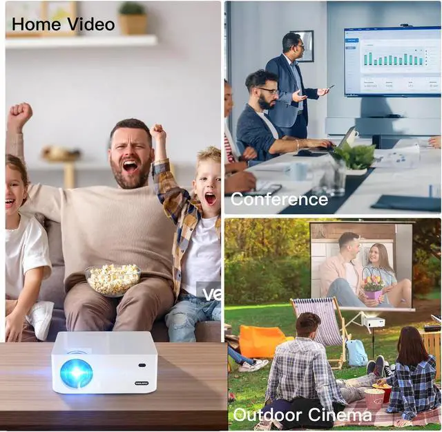 Alt view image 7 of 7 - 4K Projector 60000LMS 1080P 3D 5G WiFi Bluetooth Video Home Theater 250" Display