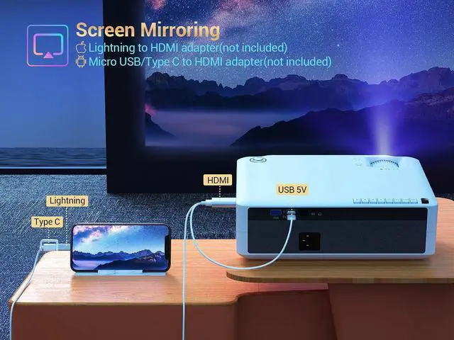 Alt view image 4 of 7 - Vankyo Performance V630 NATIVE 1080p Home Theater LED Projector 7000:1 - White