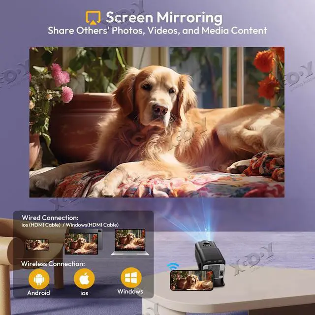 Alt view image 3 of 7 - XGODY Projector HY320 4K Native 1080P 150" LED Video Home Theater Cinema HDMI US